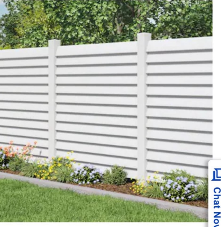 Modern white horizontal slat vinyl fence in Brookshire TX